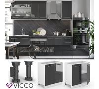 Vicco Meuble Bas de Cuisine Fame-Line, Anthracite Haute Brillance/Blanc 80 cm