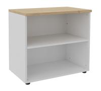 Meuble bas ACTIVITY - L.80 x H.72 cm - Sans porte - Corps Blanc - Top Chêne