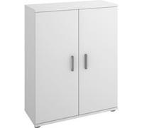 Meuble bas avec 2 portes en panneaux de particules mélaminés coloris blanc - Longueur 60.9 x Profondeur 35 x Hauteur 83.8 cm - PEGANE - Blanc G