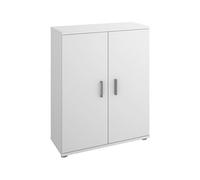 Meuble bas avec 2 portes en panneaux de particules mélaminés coloris blanc - Longueur 60.9 x Profondeur 35 x Hauteur 83.8 cm - -