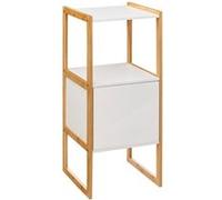 Meuble bas avec une porte en panneau de particules coloris blanc/naturel - Longueur 33 x Profondeur 33 x Hauteur 80 cm -PEGANE- Blanc