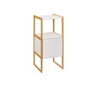 Meuble bas avec une porte en panneau de particules coloris blanc/naturel - Longueur 33 x Profondeur 33 x Hauteur 80 cm -PEGANE- Blanc