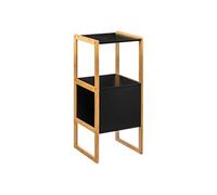 Meuble bas avec une porte en panneau de particules coloris noir/naturel - Longueur 33 x Profondeur 33 x Hauteur 80 cm --