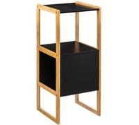 Meuble bas avec une porte en panneau de particules coloris noir/naturel - Longueur 33 x Profondeur 33 x Hauteur 80 cm -PEGANE- Noir G
