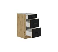 Cuisinier Meuble bas casserolier MODENA – 3 tiroirs 40x52x82 cm Chêne artisan/Noir mat