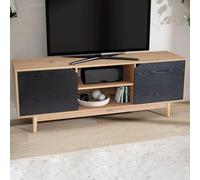 Meuble bas chêneReproduction noir 150x55x40 cm meuble tv moderne, meuble tv design haut, meuble tv table, meuble tv deux portes, meuble tv salon | Wohnling