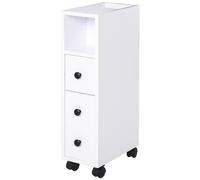 HOMCOM Meuble Bas Colonne Rangement Salle de Bain à roulettes Blanc dim. 18L x 30l x 68,5H cm