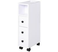 Meuble bas colonne rangement salle de bain à roulettes blanc dim. 18L x 30l x 68,5H cm