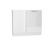 Meuble bas d'angle de cuisine avec 1 porte coloris blanc - longueur 90 x profondeur 90 x hauteur 82 cm