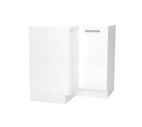 Meuble bas d'angle de cuisine coloris blanc -longueur 90 x profondeur 90 x hauteur 82 cm