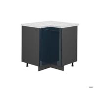 Meuble bas d'angle Fame-Line, 80.5cm , PT Marbre, Bleu foncé brillant, Anthracite, Vicco