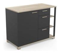 Meuble bas de cuisine 1 porte 3 tiroirs Atelier Chêne kronberg et noir mat G