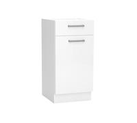 Meuble bas de cuisine avec 1 porte et 1 tiroir coloris blanc - longueur 40 x profondeur 44,60 x hauteur 82 cm - -