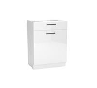 Meuble bas de cuisine avec 1 porte et 1 tiroir coloris blanc - longueur 60 x profondeur 44,60 x hauteur 82 cm