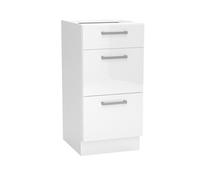 Meuble bas de cuisine avec 3 tiroirs coloris blanc - longueur 40 x profondeur 44,60 x hauteur 82 cm