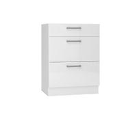 Meuble bas de cuisine avec 3 tiroirs coloris blanc - longueur 60 x profondeur 44,60 x hauteur 82 cm
