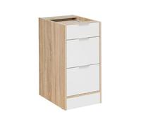 Meuble bas de cuisine avec 3 tiroirs ""Vanessa"" - Beige/Blanc - L 40 x H 81 cm
