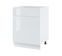 Meuble bas de cuisine Bellissi Blanc Brillant 1 porte 1 tiroir L 60 cm - Cuisineandcie