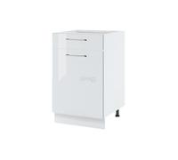Meuble bas de cuisine Bellissi Blanc Brillant 1 porte 1 tiroir L 60 cm - Cuisineandcie