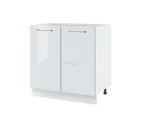 Meuble bas de cuisine Bellissi Blanc Brillant 2 portes L 80 cm - Cuisineandcie