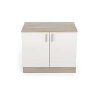 PEGANE Meuble Bas de Cuisine Coloris chêne kronberg, Blanc - Longueur 100 x Hauteur 85 x Profondeur 60 cm