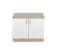 PEGANE Meuble Bas de Cuisine Coloris chêne kronberg, Blanc - Longueur 100 x Hauteur 85 x Profondeur 60 cm
