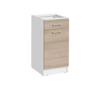 - Meuble bas de cuisine Eco Chene Naturel 1 porte 1 tiroir L 40 cm