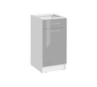 - Meuble bas de cuisine Eco Gris Brillant 1 porte 1 tiroir L 40 cm