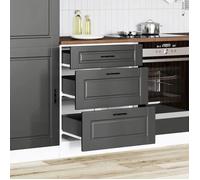 Meuble bas de cuisine en bois d'ingénierie - vidaXL - Noir - 60x46x81,5 cm - Capacité 50 kg - Tiroir 60x38,5x16/27 cm