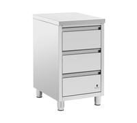 Meuble bas de cuisine en inox - 3 tiroirs - 50 x 60 cm - Royal Catering