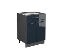 Meuble bas de cuisine Fame-Line, 60cm avec tiroir, PT Anthracite, Bleu foncé brillant, Anthracite, Vicco