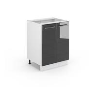 Vicco Meuble Bas de Cuisine Fame-Line, Anthracite Haute Brillance/Blanc, 60 cm sans Plan de Travail