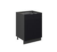 Vicco Meuble Bas de Cuisine Fame-Line, Noir rayé, 60cm sans PT, à Combiner avec d'autres modules de la série Fame-Line