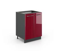 Meuble bas de cuisine Fame-Line 60cm sans PT Rouge bordeaux Haute brillance Vicco
