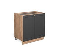 Meuble bas sous-évier Fame-Line, 80cm avec étagère, sans PT, Anthracite-or, Chêne de force doré, Vicco