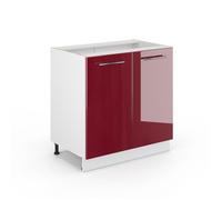 Meuble bas de cuisine Fame-Line, 80cm sans plan de travail, Rouge bordeaux Haute brillance/Blanc, Vicco 34775