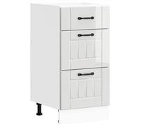 Meuble bas de cuisine - GKO - Blanc brillant - Bois d’ingénierie - 40x46x81 5 cm - Tiroirs 40x38 5x16/27 cm