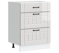 Meuble bas de cuisine - GKO - Blanc brillant - Bois d'ingénierie - 60x46x81 5 cm - Tiroirs 60x38 5x16/27 cm