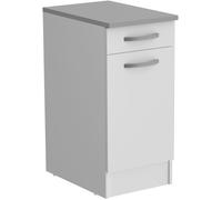 Meuble bas de cuisine OSLO - Blanc - L 40 x P 60 x H 86 cm - 1 porte + 1 tiroir