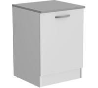 Meuble bas de cuisine OSLO - Blanc mat - 1 porte - L 60 x P 60 x H 86 cm