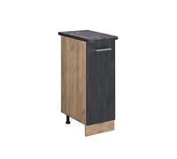 Vicco Meuble bas de cuisine R-Line, 30cm PT Anthracite, Béton noir/Chêne de force doré