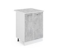 Meuble bas de cuisine R-Line, 60cm , PT Marbre, Béton, Blanc, Vicco