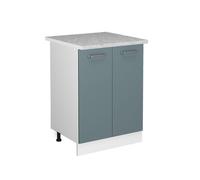 Vicco meuble bas de cuisine R-Line, 60 cm avec plan de travail, Bleu-gris/Blanc