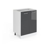 Meuble bas de cuisine R-Line, 60cm sans PT, Anthracite Haute brillance, Blanc, Vicco