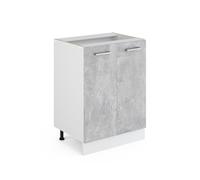 Meuble bas de cuisine R-Line, 60cm sans PT, Béton, Blanc, Vicco