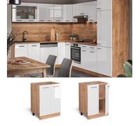 Vicco Meuble Bas de Cuisine R-Line, Blanc Haute Brillance, 60cm sans PT, pour Une Combinaison Libre au Sein de systèmes de Cuisine modulaires