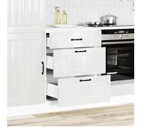 Meuble bas de cuisine - vidaXL - Blanc brillant - Bois d'ingénierie - 60x46x81,5 cm - Tiroirs 60x38,5x16/27 cm
