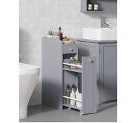 Meuble bas de salle de bain, avec Tiroir, 40 x 18 x 70 cm, pour Petits Espaces, Gris Tourterelle