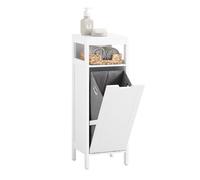 Meuble Bas de Salle de Bain BZR122-W SoBuy - avec Corbeille à Linge - Blanc - 30x30x90cm