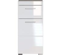 Meuble bas de salle de bain coloris blanc mat et blanc brillant - Longueur 37 x hauteur 79 x profondeur 31 cm - PEGANE - Blanc brillant G